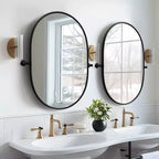 Specchio da bagno ovale con perno e cornice in metallo