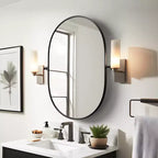 Specchio da bagno ovale con perno e cornice in metallo