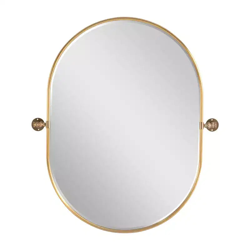 Metal Frame Oval Pivot Bathroom Vanity Mirror