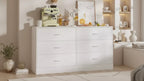 Modern Wide 6-Drawer Dresser for Bedroom 53.5 Inch Chest of Drawers with Smooth Glide Tracks, White