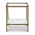 Accent Table with Glass Top and Marble Shelf