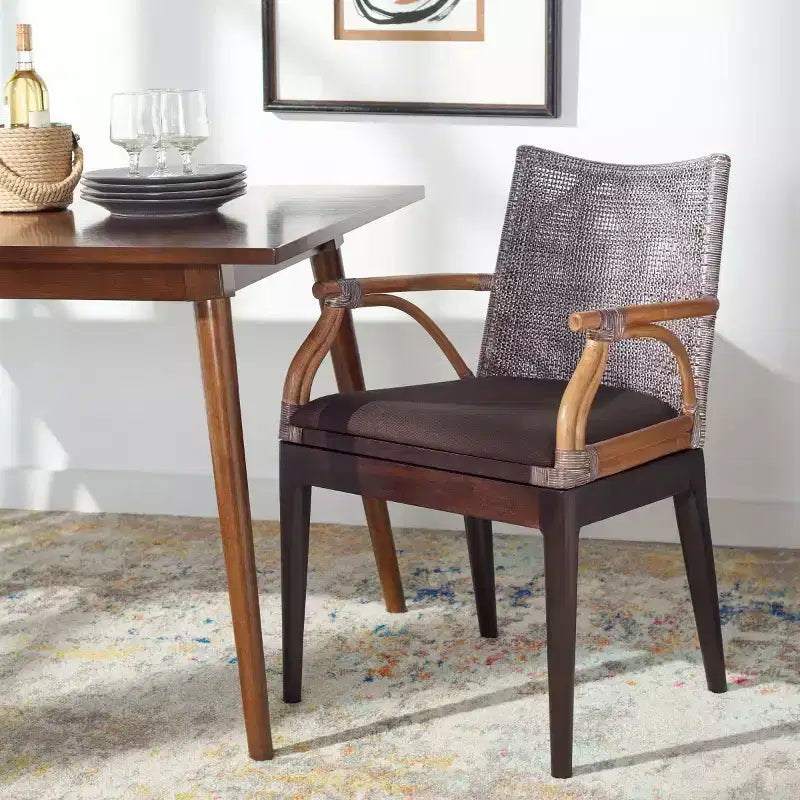 Accent Arm Chair with Wood Frame and Upholstered Seat