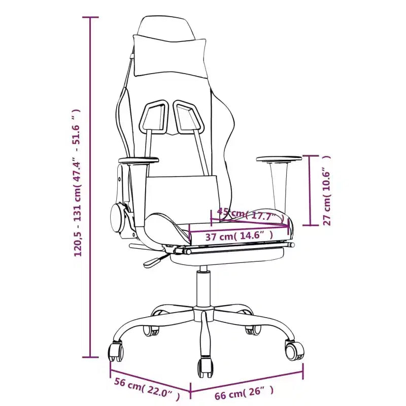 vidaXL Massage Gaming Chair with Footrest, Black, Faux Leather