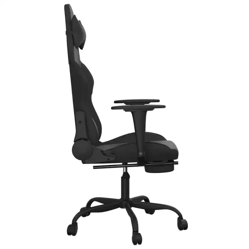 vidaXL Massage Gaming Chair with Footrest, Black, Faux Leather