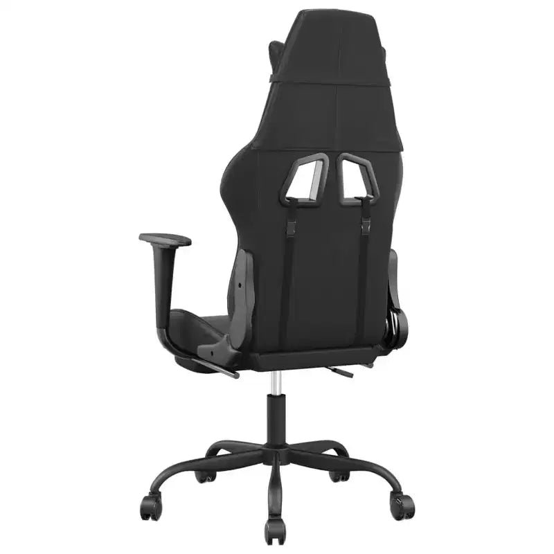 vidaXL Massage Gaming Chair with Footrest, Black, Faux Leather