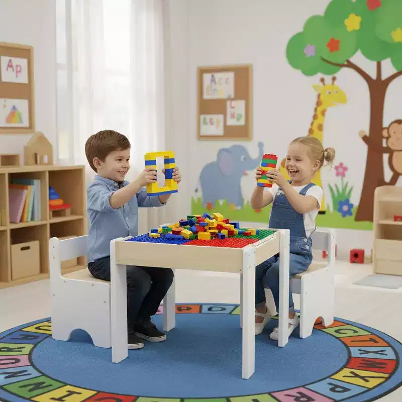 Kids Multi-Activity Table with Reversible Tabletop & Chairs Set