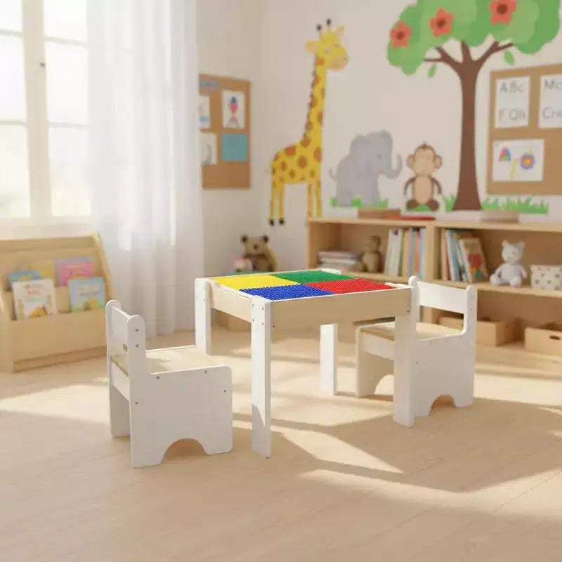 Kids Multi-Activity Table with Reversible Tabletop & Chairs Set