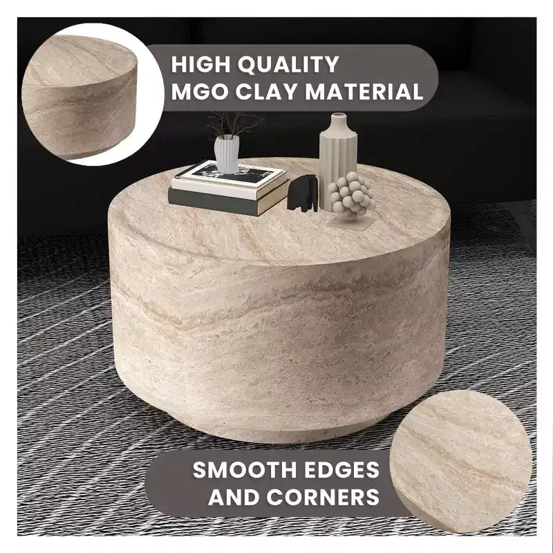 36" Round Fiberstone Coffee Table – Indoor & Outdoor Accent Table