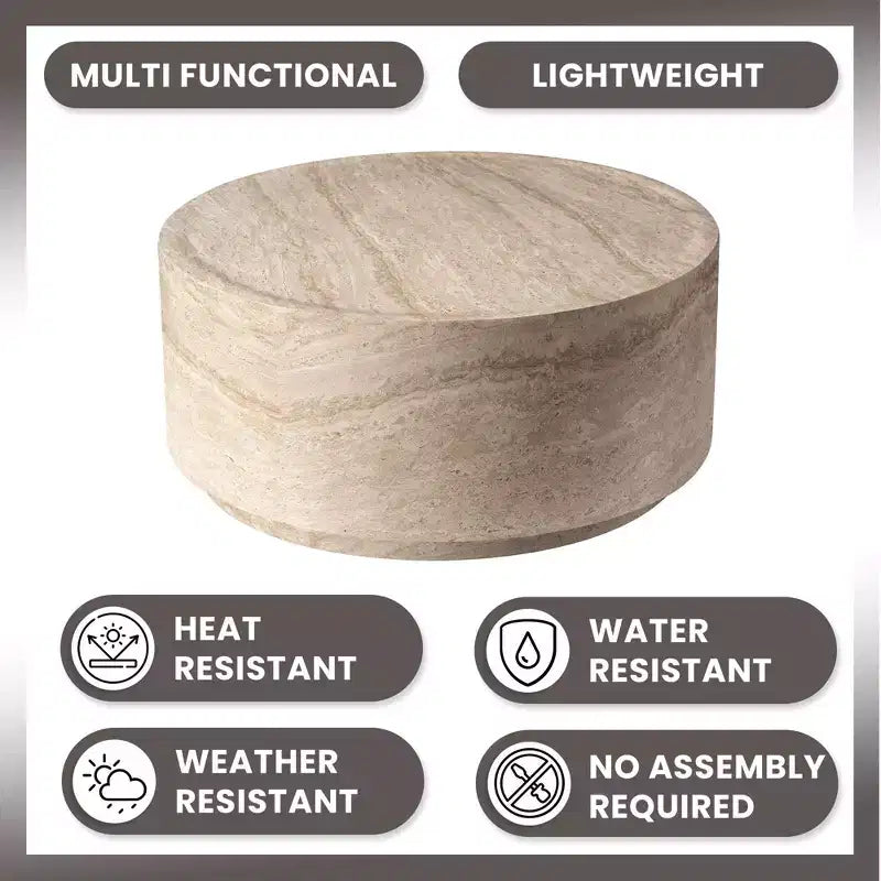 36" Round Fiberstone Coffee Table – Indoor & Outdoor Accent Table