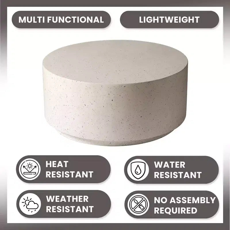 36" Round Fiberstone Coffee Table – Indoor & Outdoor Accent Table
