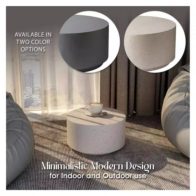 36" Round Fiberstone Coffee Table – Indoor & Outdoor Accent Table