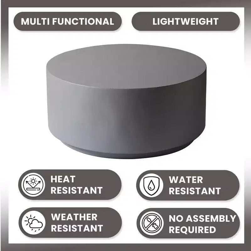 36" Round Fiberstone Coffee Table – Indoor & Outdoor Accent Table