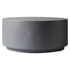 LeisureMod Terra 36 Round Fiberstone Coffee Table  Weatherproof Indoor and Outdoor Accent Table, Minimalist Design for Living Room, Office, or Patio