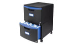 Classificatore mobile a due cassetti, formato Letter/Legale, nero/blu