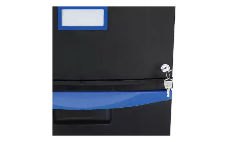 Two-Drawer Mobile Filing Cabinet, Letter/Legal Size, Black/Blue
