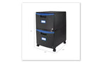 Classificatore mobile a due cassetti, formato Letter/Legale, nero/blu